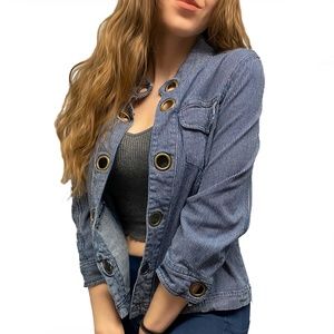 Vintage AMI Striped Jacket with Grommet Accents